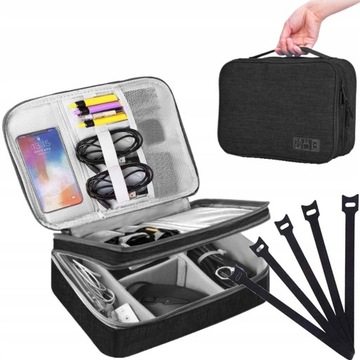 TORBA ORGANIZER NA KABLE ŁADOWARKI PODRÓŻ PRACY POJEMNA 5 RZEPÓW GRATIS XL