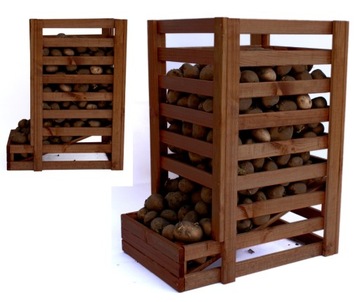 Drewniany regał na ziemniaki RZ01 - Brązowy
