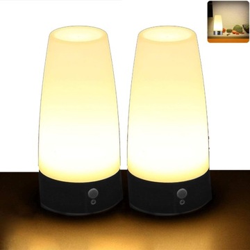 2X LED BEZPRZEWODOWA LAMPKA NOCNA DO WNĘTRZ Z CZUJNIKIEM RUCHU