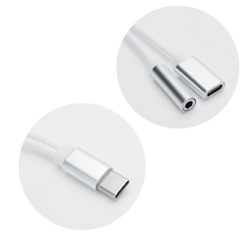 Adapter Przejściówka HF / audio + ładowanie Typ C na Jack 3,5mm BIAŁY
