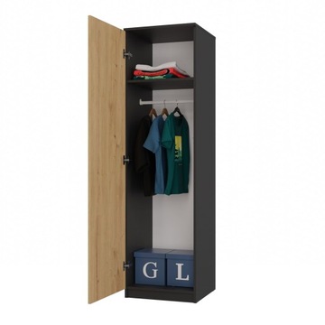 БОЛЬШОЙ СОВРЕМЕННЫЙ ГАРДЕРОБ 50/180 СМ ШКАФ ПОЧТОВАЯ ДОСКА КНИЖНЫЙ ШКАФ КОМОД АНТРАЦИТОВЫЙ ARTISAN