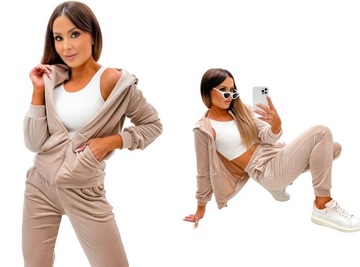 WELUROWY KOMPLET DRESOWY SPODNIE BLUZA ROZPINANA S