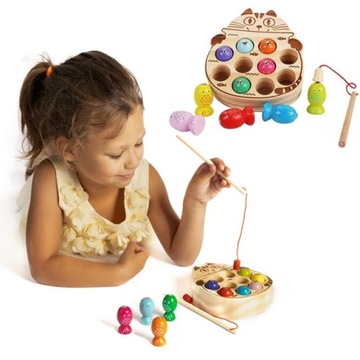 ŁOWIENIE RYBEK DREWNIANA GRA JAK DAWNIEJ KOT