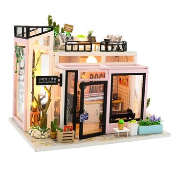 Miniaturowy domek dla lalek w skali 1:24 dla majsterkowiczów, brak, drewno