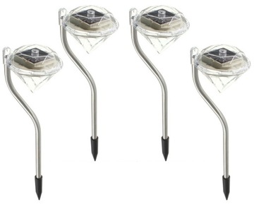 4x Lampka ogrodowa SOLARNA DIAMENT LED ZIMNA + RGB