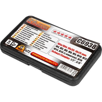 НАБОР ШПОЦЕВЫХ СВЕРЛ M4-M18, 22 ШТ. СТАЛЬ S2