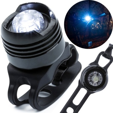 Przednia biała lampka rowerowa 1 LED 50lm Aluminiowa 3 tryby do 50h pracy