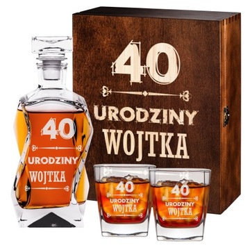KARAFKA Z GRAWEREM SZKLANKI DO WHISKY Z GRAWEREM PREZENT NA URODZINY