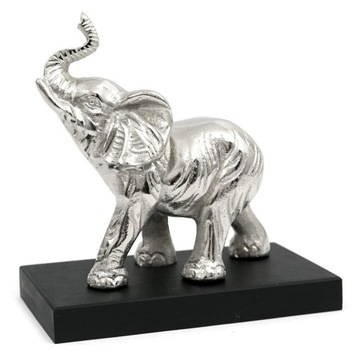 FIGURKA SŁOŃ SREBRNY 18x9cm CZARNA PODSTAWA 20