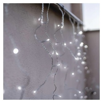 Лампы-сосульки комбинированные 100LED 2,5м холодный белый + таймер холодного белого мигания EMOS