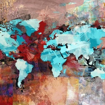 FOTOTAPETA 400x309 +KLEJ, Turkusowo-Rdzawa Mapa
