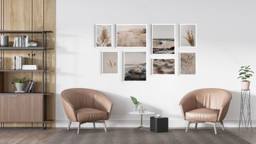 КОМПЛЕКТ постеров в рамках Картины 8 штук Sand Sea для гостиной спальни