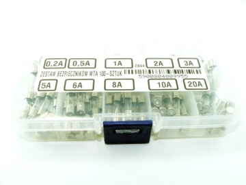 НАБОР СТЕКЛЯННЫХ ПРЕДОХРАНИТЕЛЕЙ WTA 5X20-100ШТ.