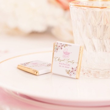 ШОКОЛАДЫ на Святое Крещение Розовая коляска с ИМЯ 10 шт.