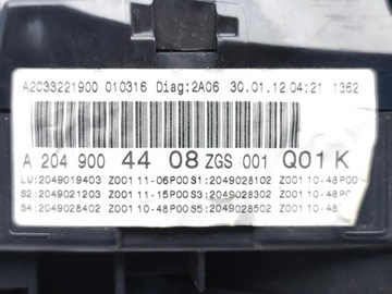 MERCEDES-BENZ C-CLASS PŘÍSTROJOVÁ DESKA / TACHOMETR C 200 CDI DIESEL 2012 4/5DR