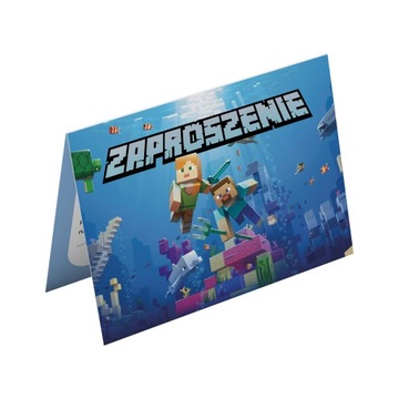 ZAPROSZENIE URODZINT DLA DZIECI MINECRAFT MORSKIE