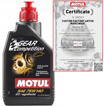 MOTUL GEAR COMPETITION 75W140 API GL-5 1L
