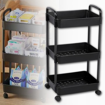 Кухонная тележка СТОЛ НА КОЛЕСАХ ТЕЛЕЖКА 3 УРОВНЯ С МОБИЛЬНЫМ ЗАМКОМ НА КОЛЕСАХ