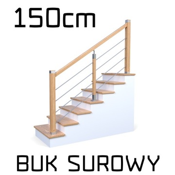 Balustrada barierka drewniana nierdzewna ND2 1,5m