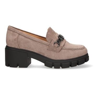 ЛОФЕРЫ ЖЕНСКИЕ VINCEZA, БЕЖЕВЫЕ ЗАМШЕВЫЕ ТУФЛИ НА КАБЛУКЕ R 39