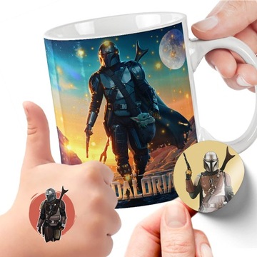 ZESTAW NA PREZENT KUBEK DLA DZIECI TATUAŻE NAKLEJKI THE MANDALORIAN JAKOŚĆ