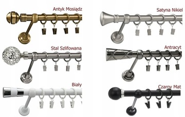 KARNISZ pojedynczy 19mm / 400 cm LUXURY CICHE KÓŁKA wzory 6 KOLORÓW wybór