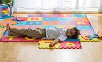 БОЛЬШОЙ ОБРАЗОВАТЕЛЬНЫЙ КОВРИК ИЗ ПЕНЫ EVA PUZZLE БУКВЫ 30х30 см 36 шт. РИКОКИДС