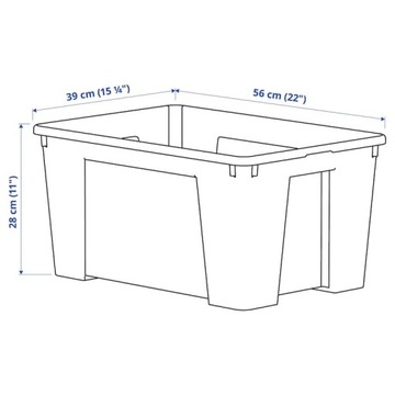 IKEA SAMLA POJEMNIK PRZEZROCZYSTY 56x39x28 CM / 45 L