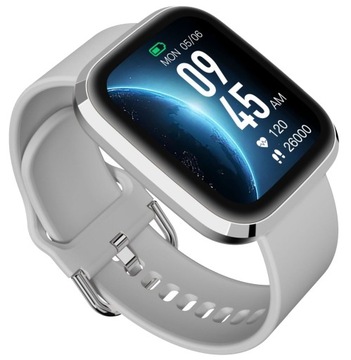 Smartwatch na jasnoszarym gumowym pasku Garett GRC Style Bluetooth Call
