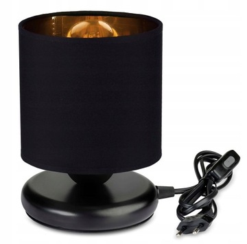 LAMPKA NOCNA LAMPA LED STOŁOWA LOFT ABAŻUR PRZEWÓD 1,5 m E27 230V CZARNA