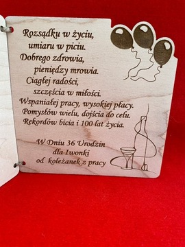 kartka na urodziny drewniana prezent, pielęgniarka