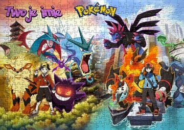 Puzzle Pokemon Detektyw Pikachu A4 110el + imię GRATIS - RÓŻNE WZORY