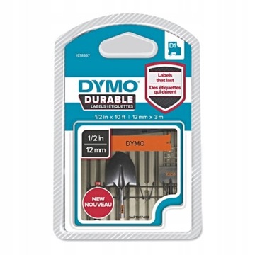 DYMO TAŚMA D1 DURABLE 1978367 12mmX3 Black on Orange VINYL