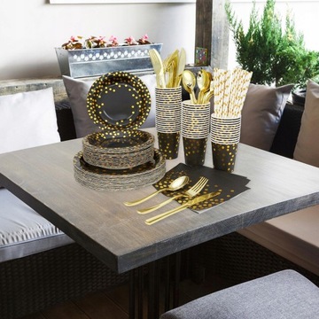 200 шт. Одноразовый праздничный набор, черный.