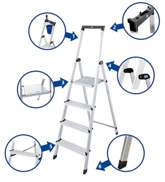 KRAUSE SOLIDY drabina 1x4 stopnie 126221 2,85m