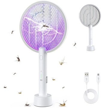 ELEKTRYCZNA ŁAPKA NA MUCHY OWADY 3W1 PODŚWIETLENIE 2500V UV 1200MAH