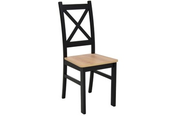 4 x krzesło czarne oparcie X drewniane dąb ARTISAN