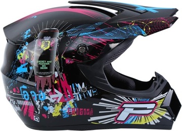 KASK MOTOCYKLOWY CROSSOWY LEKKI ENDURO QUADA + GOGLE + RĘKAWICE + MASKA L