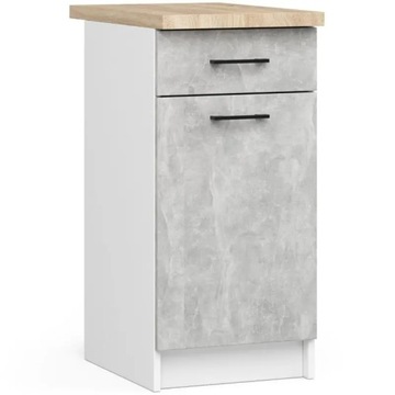 Kuchenna szafka 2 półki 1 szuflada beton 40 cm