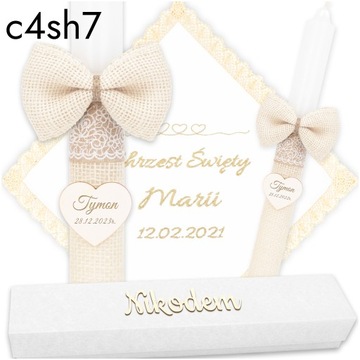 КРЕЩЕННАЯ СВЕЧА, ОДЕЖДА И ВЫШИВКА КРЕЩЕСТВЕННОЙ СВЕЧИ + БЕЛАЯ КОРОБКА в стиле БОХО