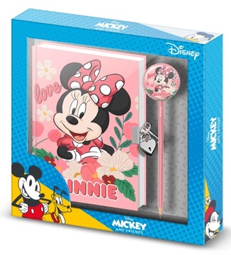 MYSZKA MINNIE PAMIĘTNIK NOTES NA KŁÓDKĘ + DŁUGOPIS ZESTAW PREZENTOWY DISNEY
