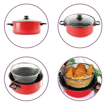 КАСТРЮЛЯ ДЛЯ ЖАРКИ КАРТОФЕЛЯ ФРИ РЫБА КУРИЦА ПОНЧИКИ СИТНО ФРИТЮРНИЦА + КОРЗИНА