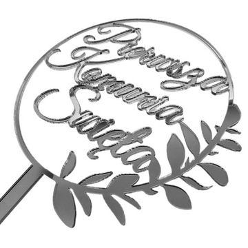 Топпер для причастия, серебряный торт для причастия, первое причастие, серебряное зеркало.