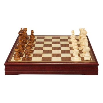 Handmade European Chess Set Wooden 12 Inch Board With Felt Base Carved Wood