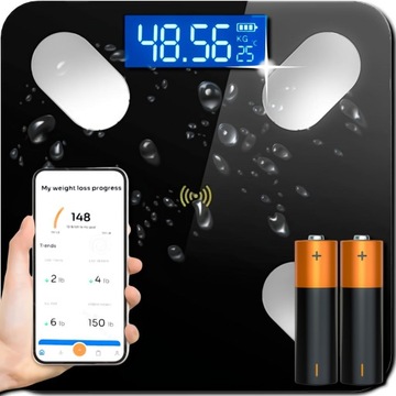 WAGA ŁAZIENKOWA ANALITYCZNA SLIM 180KG - 25w1 - ANDROID - iOS BLUETHOOT LCD