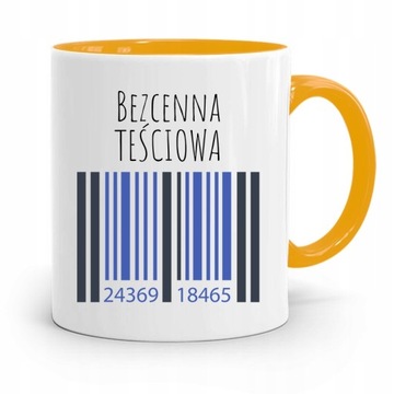 KUBEK ŻÓŁTY TEŚCIOWEJ MAMY BEZCENNA TEŚCIOWA z Nadrukiem ze Zdjęciem