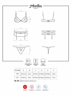 Sex komplet stringi pas biustonosz Heartina S/M