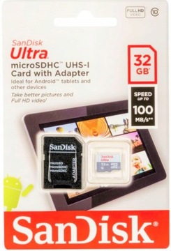 КАРТА ПАМЯТИ 32 ГБ Адаптер SANDISK micro SD ULTRA