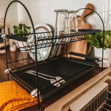 Металлический СУШИЛКА ДЛЯ СУШКИ ПОСУДЫ черный Тадар
