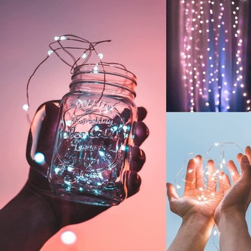 20 СВЕТОДИОДНЫХ ПРОВОДНЫХ ЛАМП ХОЛОДНОГО СВЕТА ГИРЛЕНДЫ С РАБОТАЮЩИМИ ОТ БАТАРЕЙОК АА